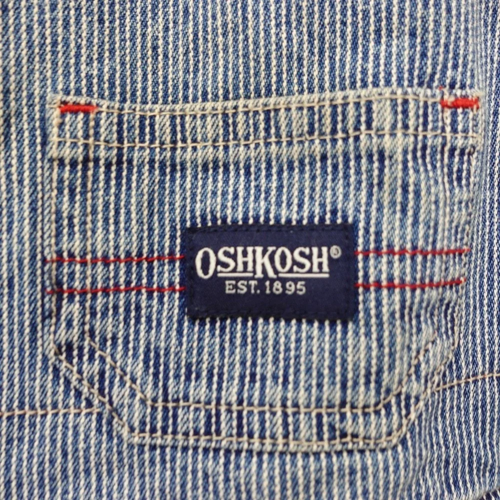 Vintage OshKosh Hickory Stripe Overalls Baby 3M 6M‎ Blue Railroad Vestbak Fleece